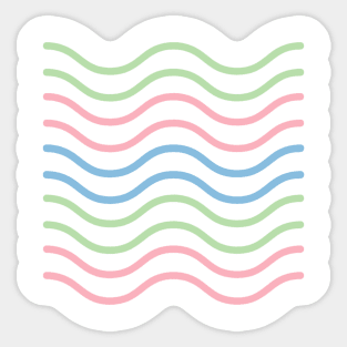 blue green pink water waves design Sticker